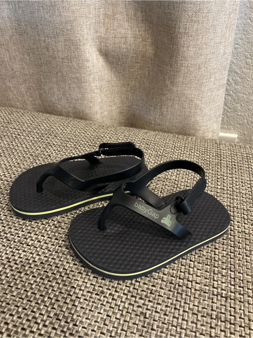 GAP babyGap Black Flip Flop Sandals with Yellow Trim